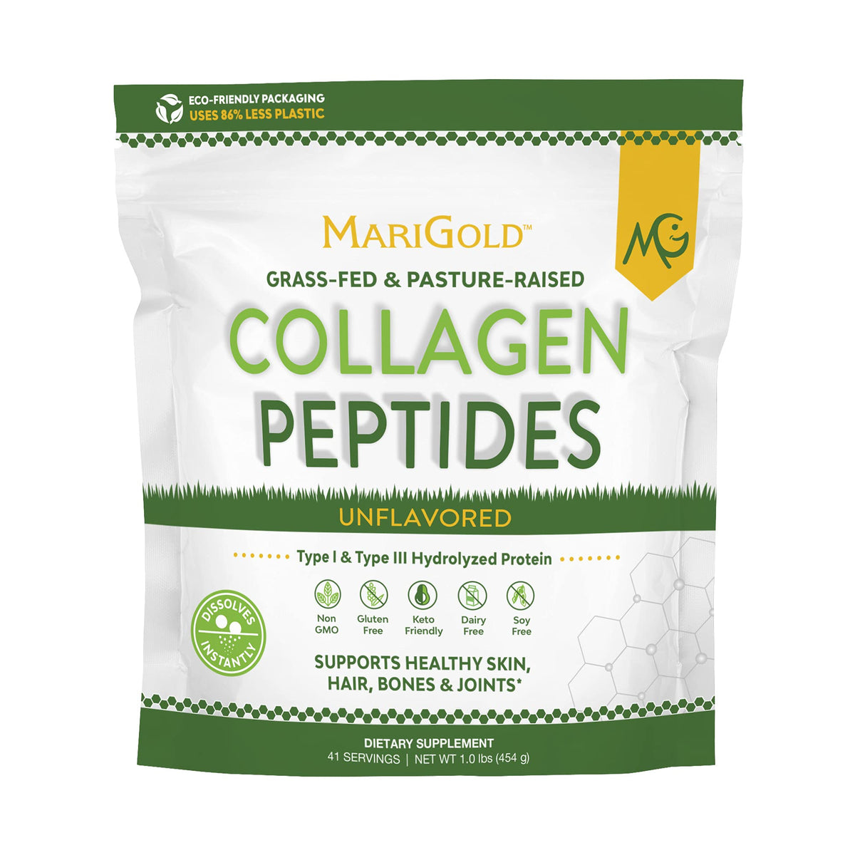 Front view of MariGold Collagen 1lb bottle