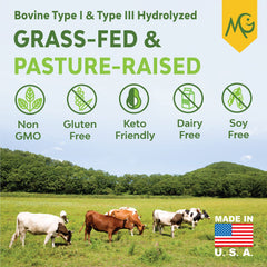 Unflavored collagen peptides powder with scoop