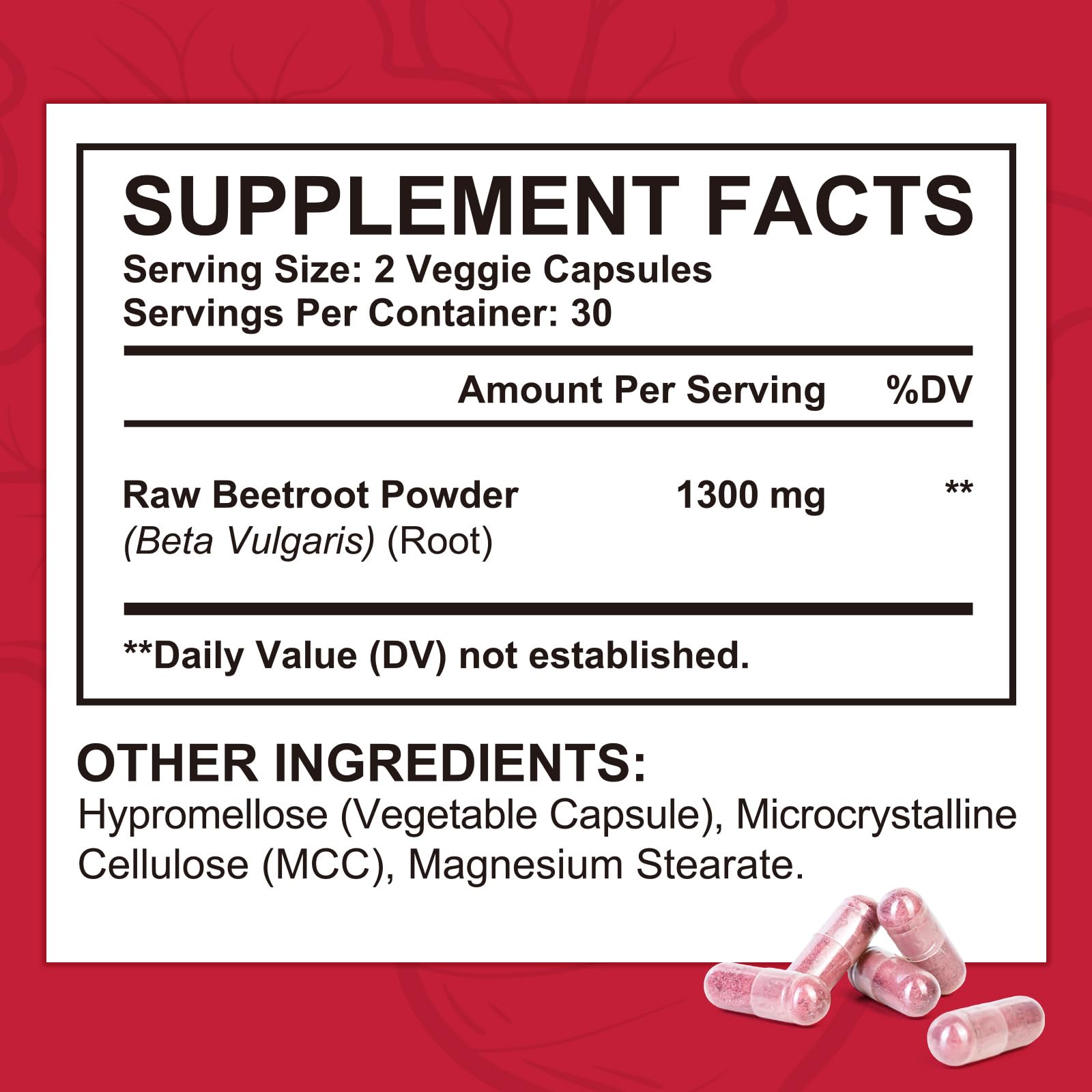 Mariayu Beet Root Capsules small odorless capsules for convenient swallowing.