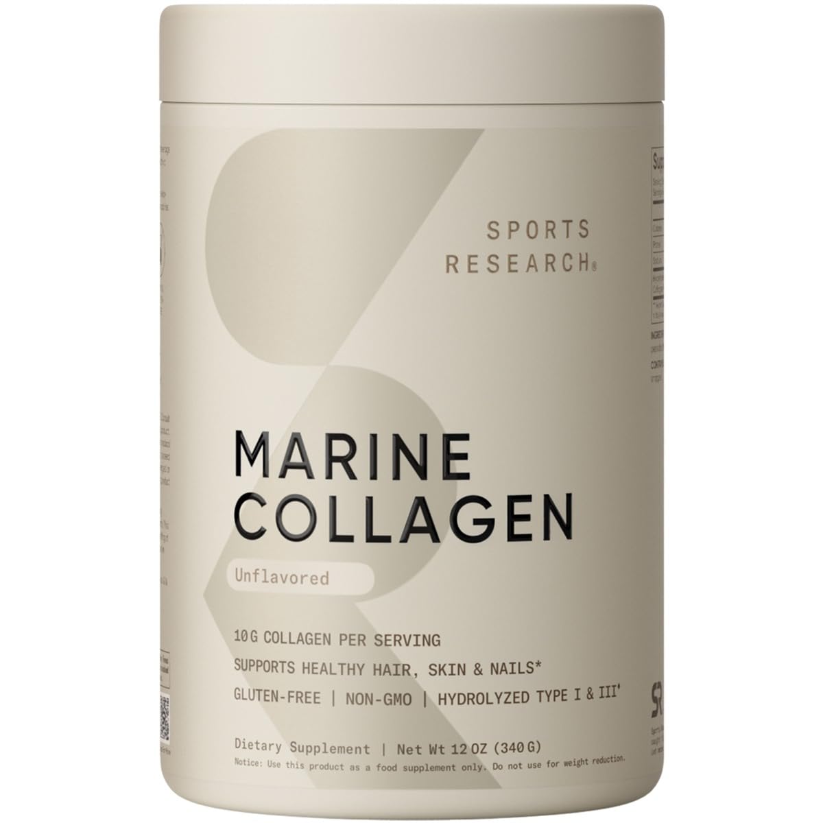 Sports Research Marine Collagen Peptides Powder bottle on white background