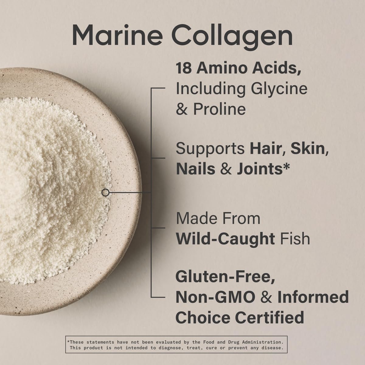 Nutrition label showing 10g collagen per scoop and 9g protein per serving