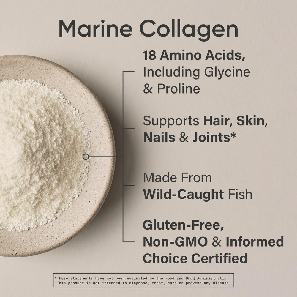 Nutrition label showing 10g collagen per scoop and 9g protein per serving