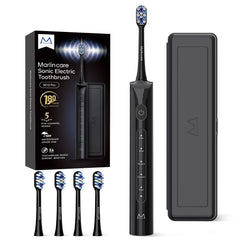 Marlincare electric toothbrush for adults with black handle and case