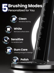 Close-up of Marlincare toothbrush with four replacement heads