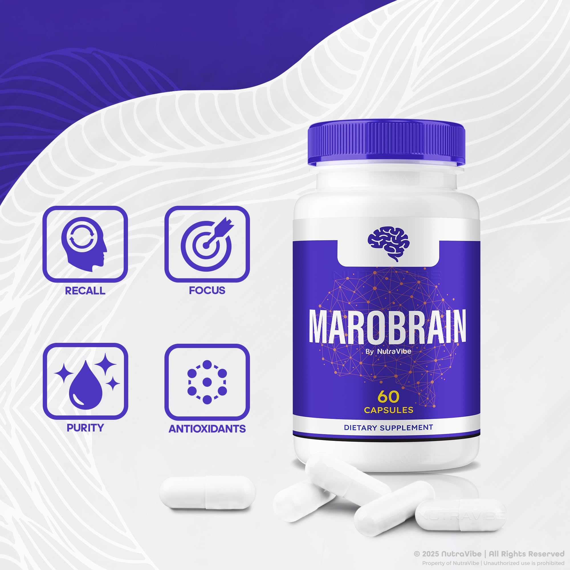 Marobrain memory pills stack showing capsules