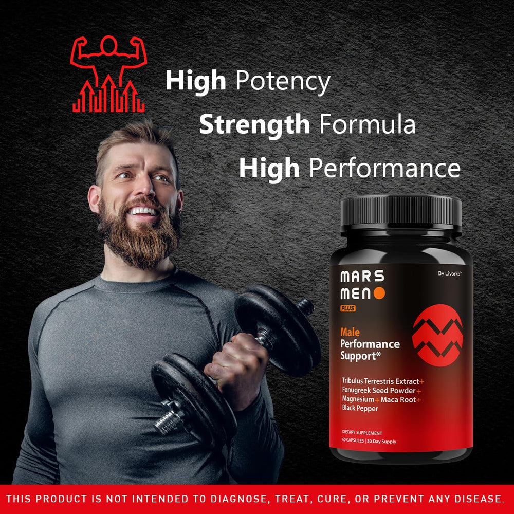 Close-up of Mars Men Plus supplement capsules