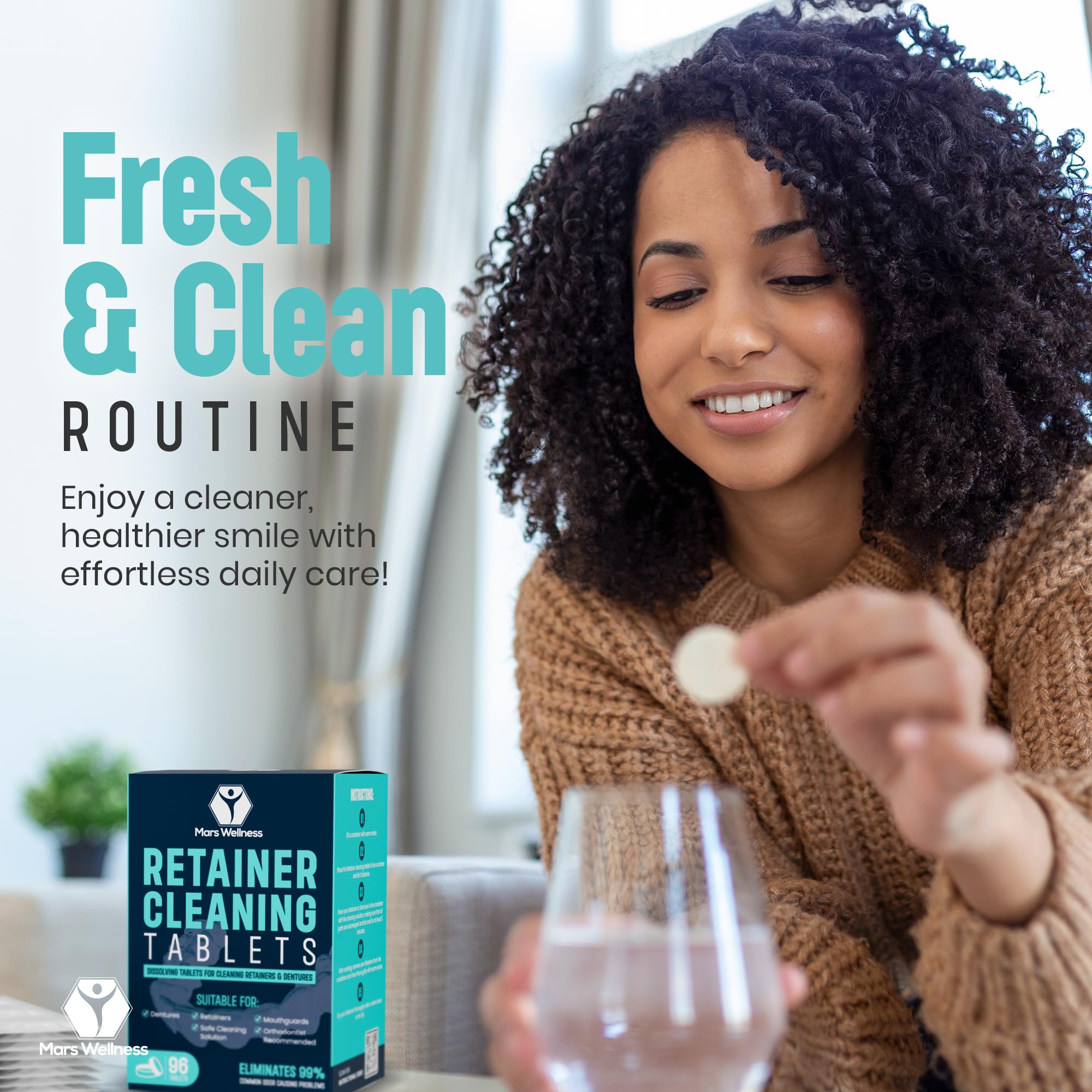 Cleaning solution eliminating odors and stains from dental devices