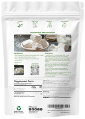 Scoop of marshmallow root powder on white background
