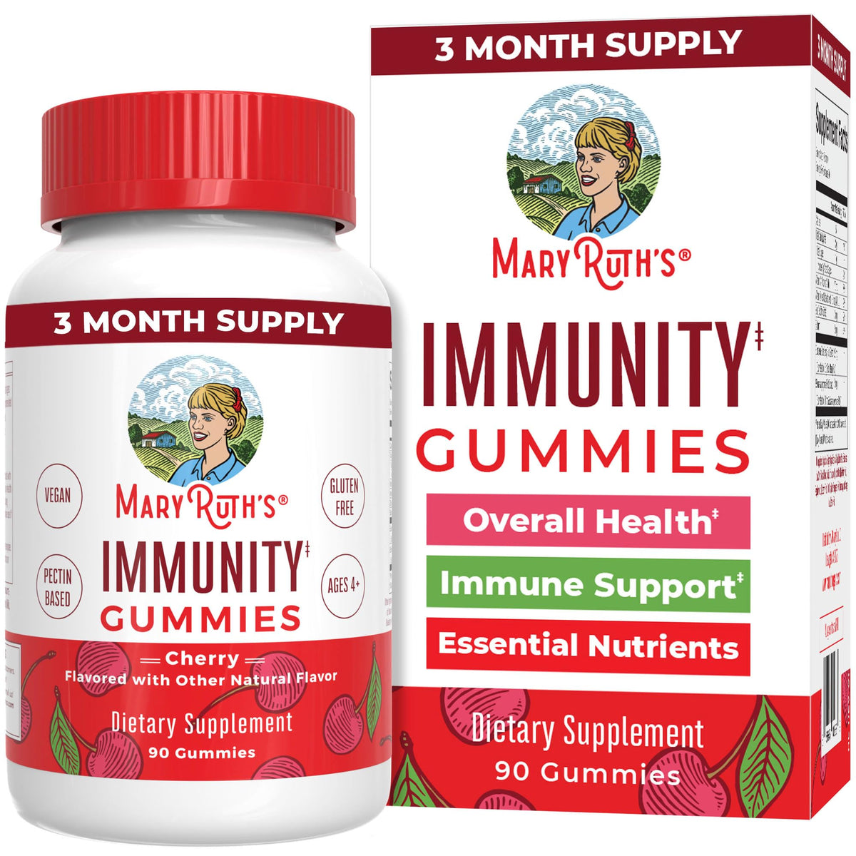MaryRuth's 5-1 Immunity Gummies Elderberry Cherry flavor bottle 90 count