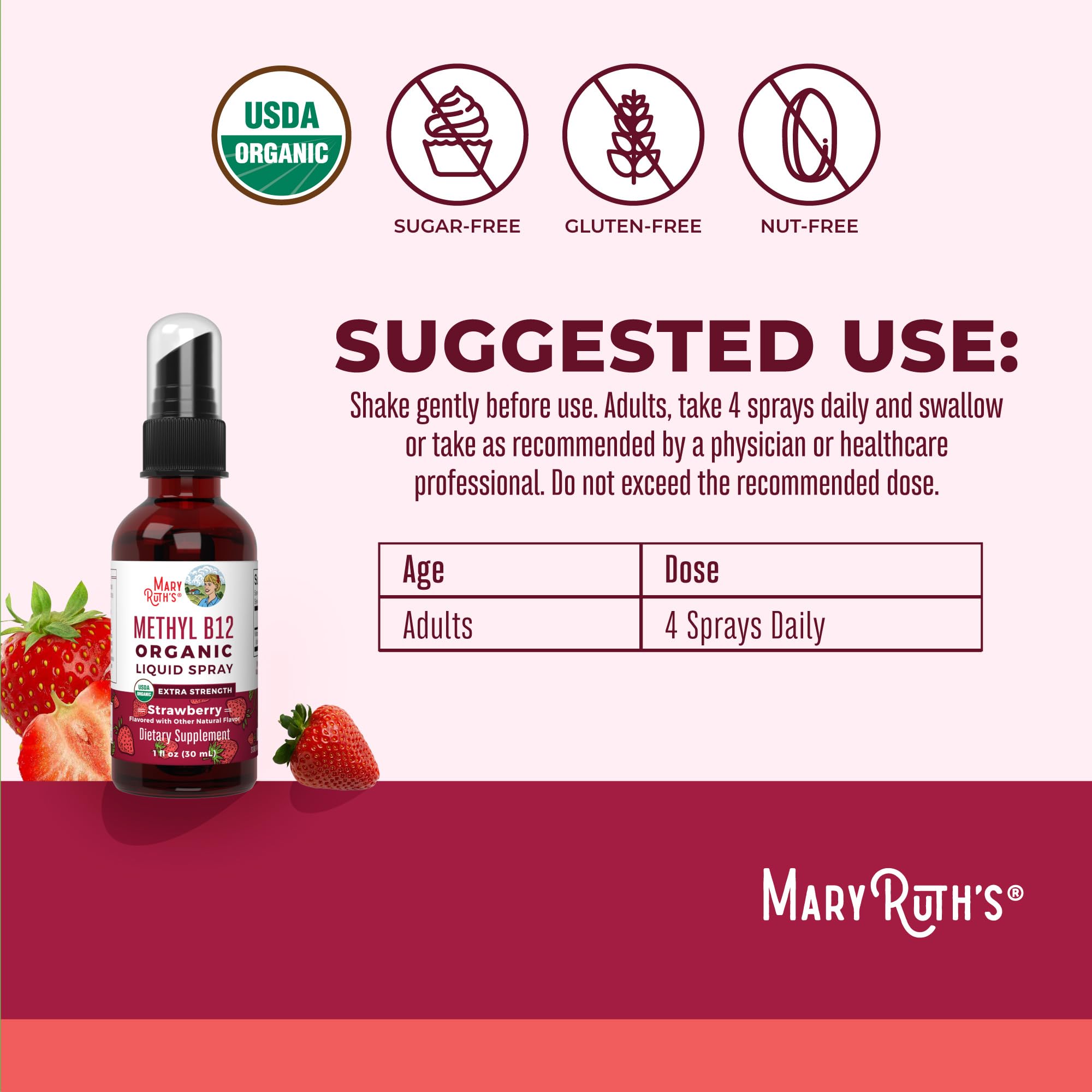 B12 spray label featuring USDA Organic certification