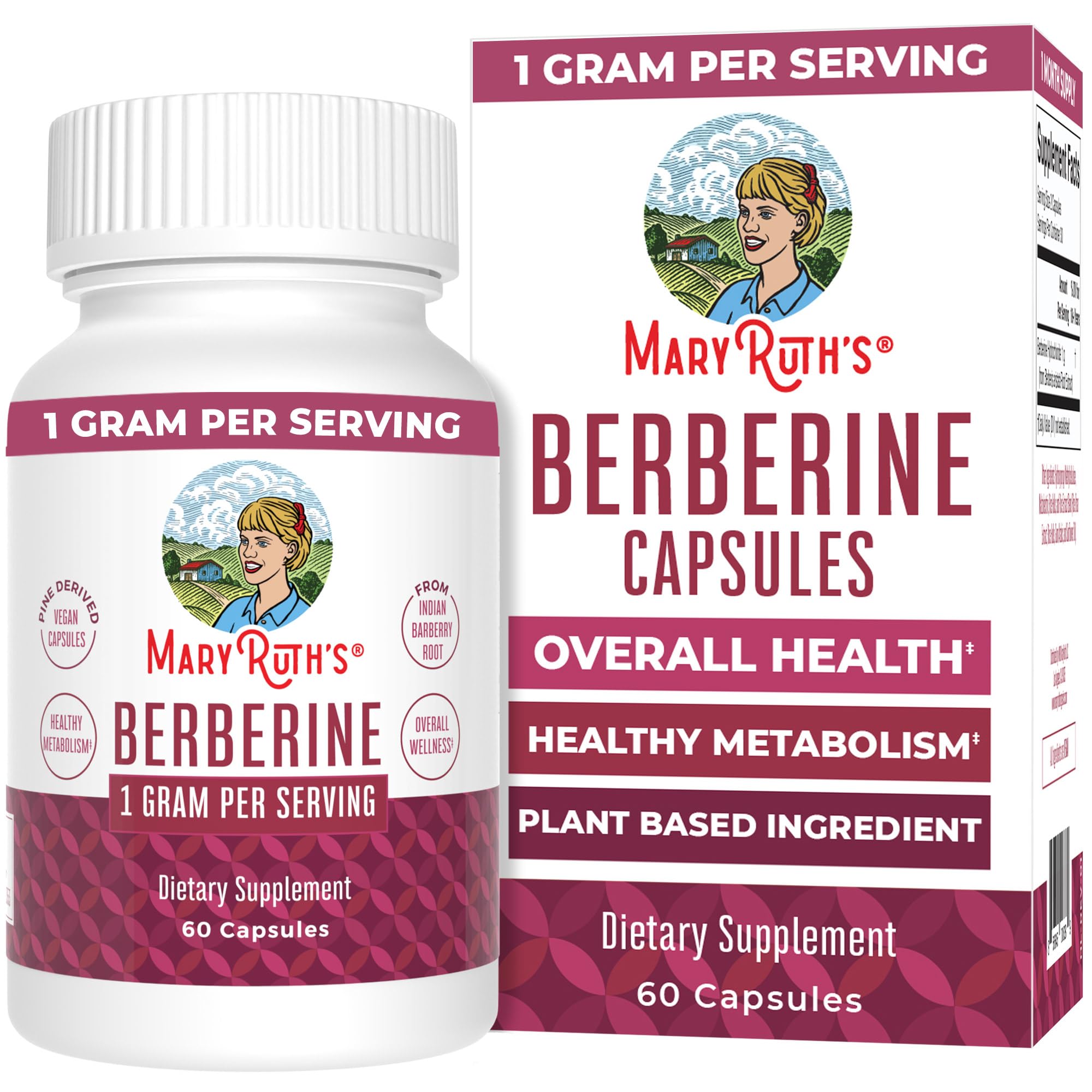 MaryRuth Organics Berberine supplement bottle on a white background