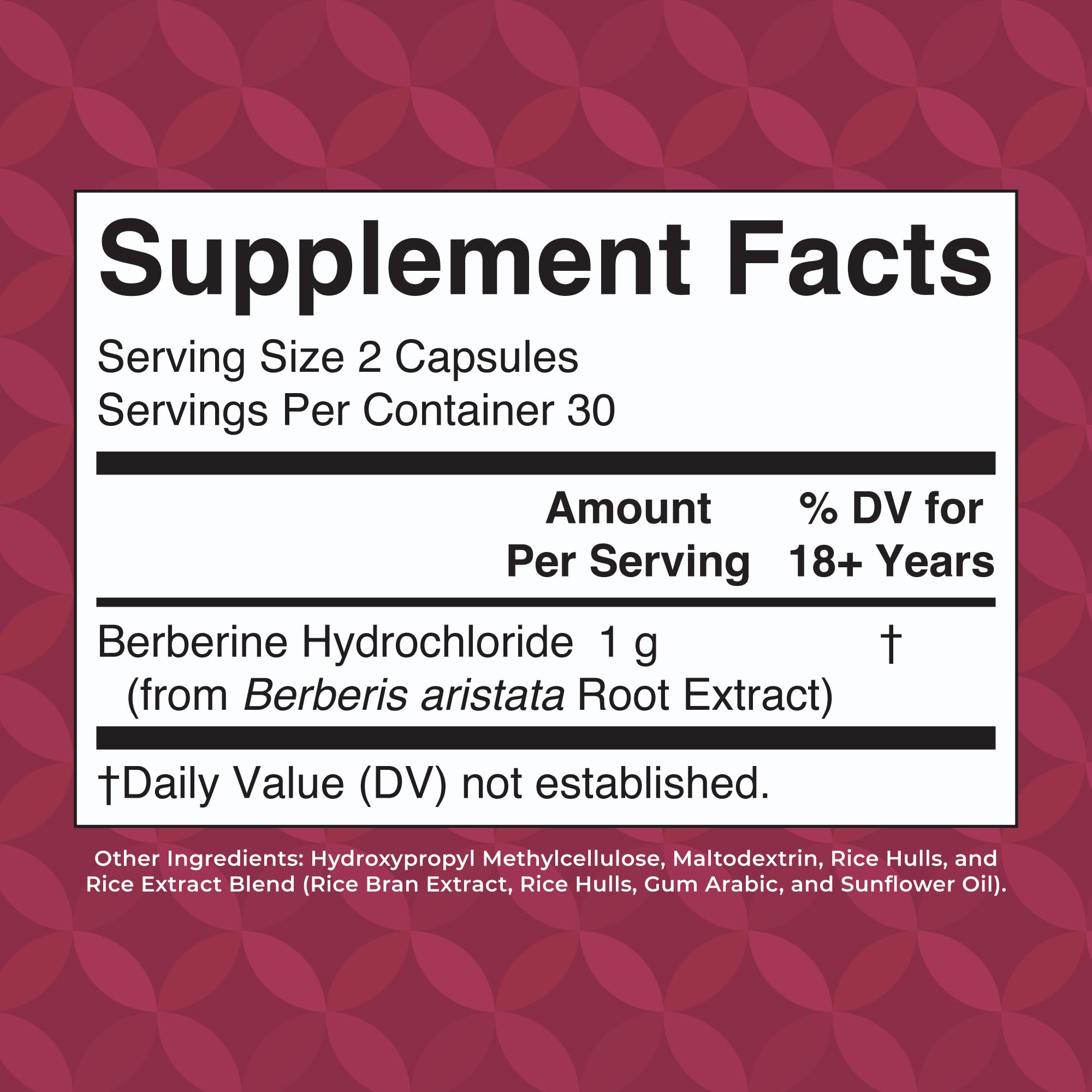 Close-up of MaryRuth Berberine capsules in a bottle