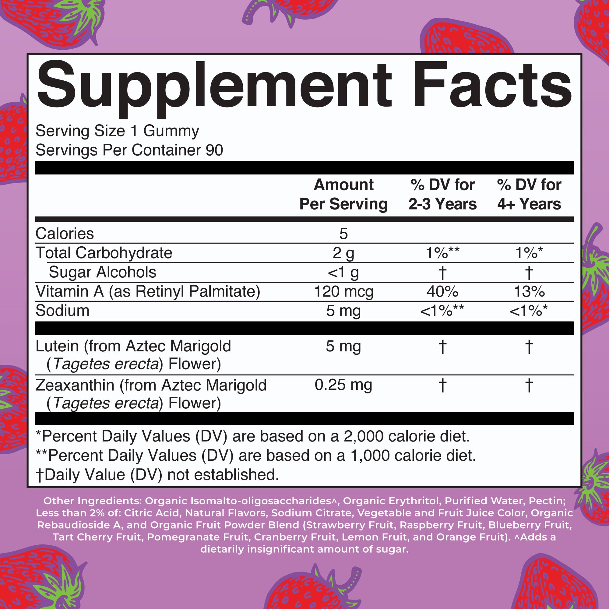 Side view of the MaryRuth Eye Care Gummies bottle