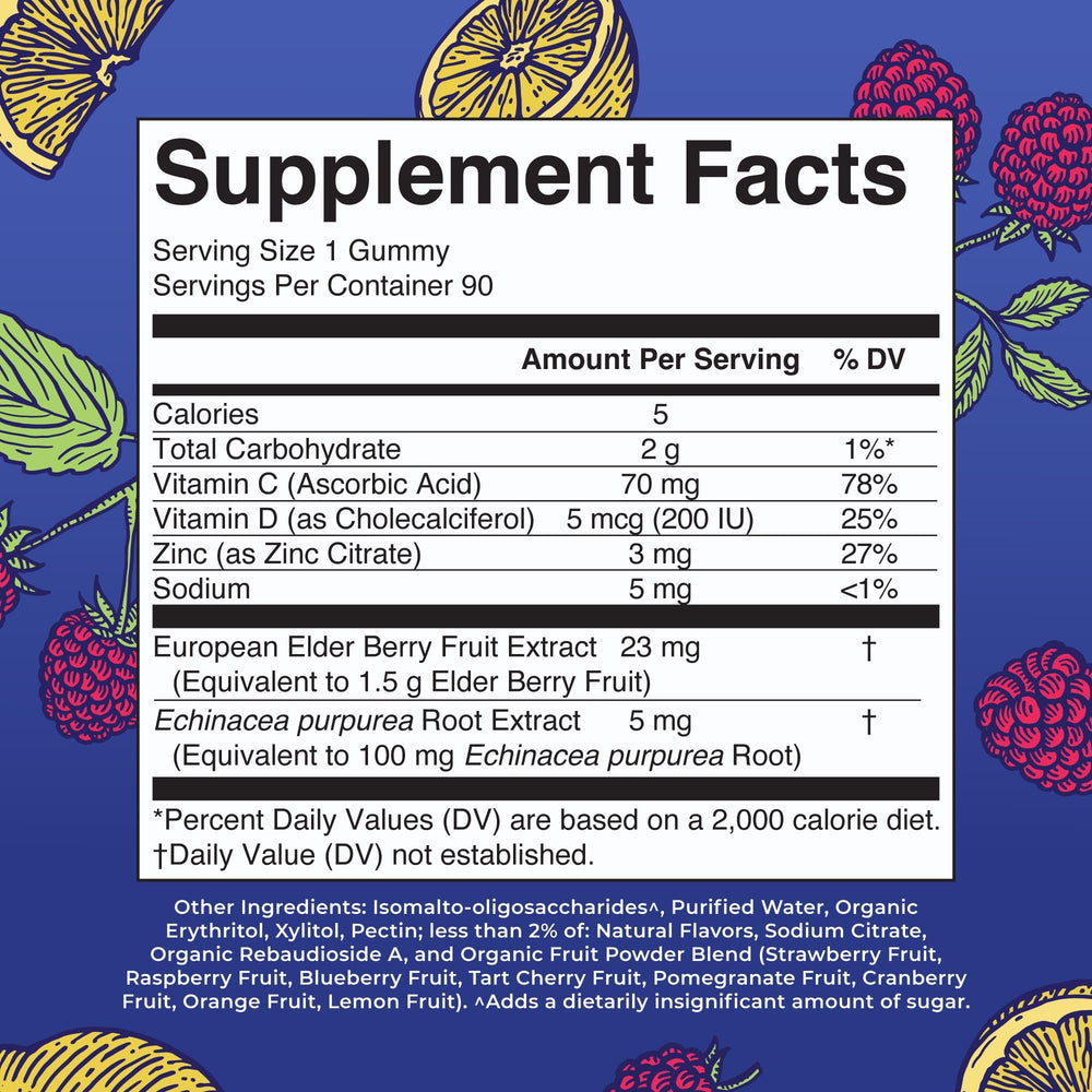 MaryRuth Organics Immunity Gummies 90ct back view