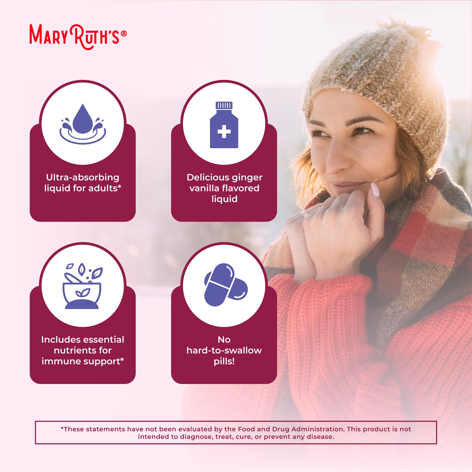 Zinc, elderberry and vitamin ingredients in MaryRuth Liposomal