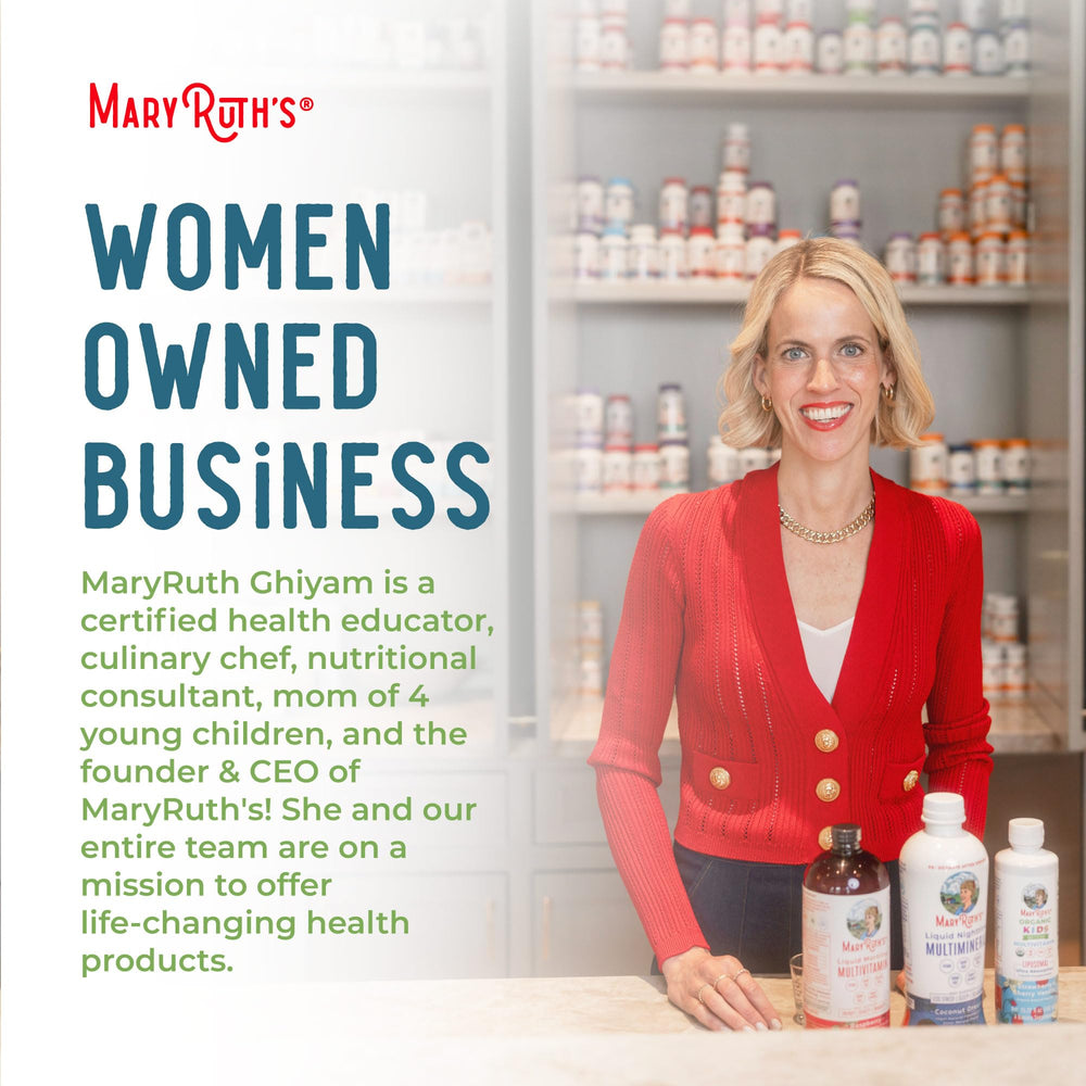 Nutrition label and serving information on MaryRuth Kids Brain Drops