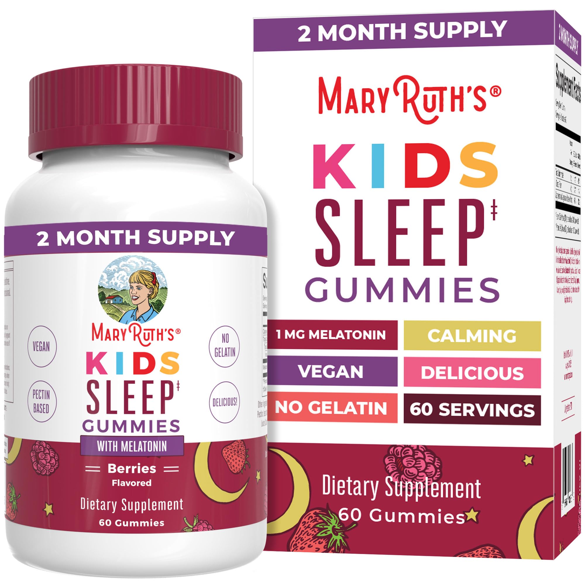 Berry-flavored Kids Melatonin Gummies bottle 60-count 1 mg