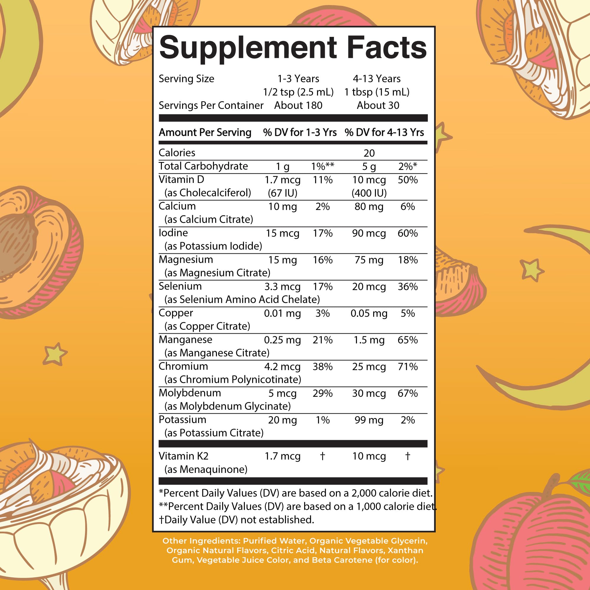 Close-up of product label highlighting sugar-free peaches & cream flavor