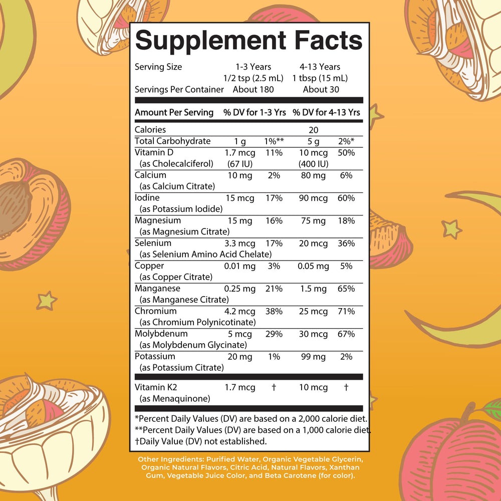 Close-up of product label highlighting sugar-free peaches & cream flavor