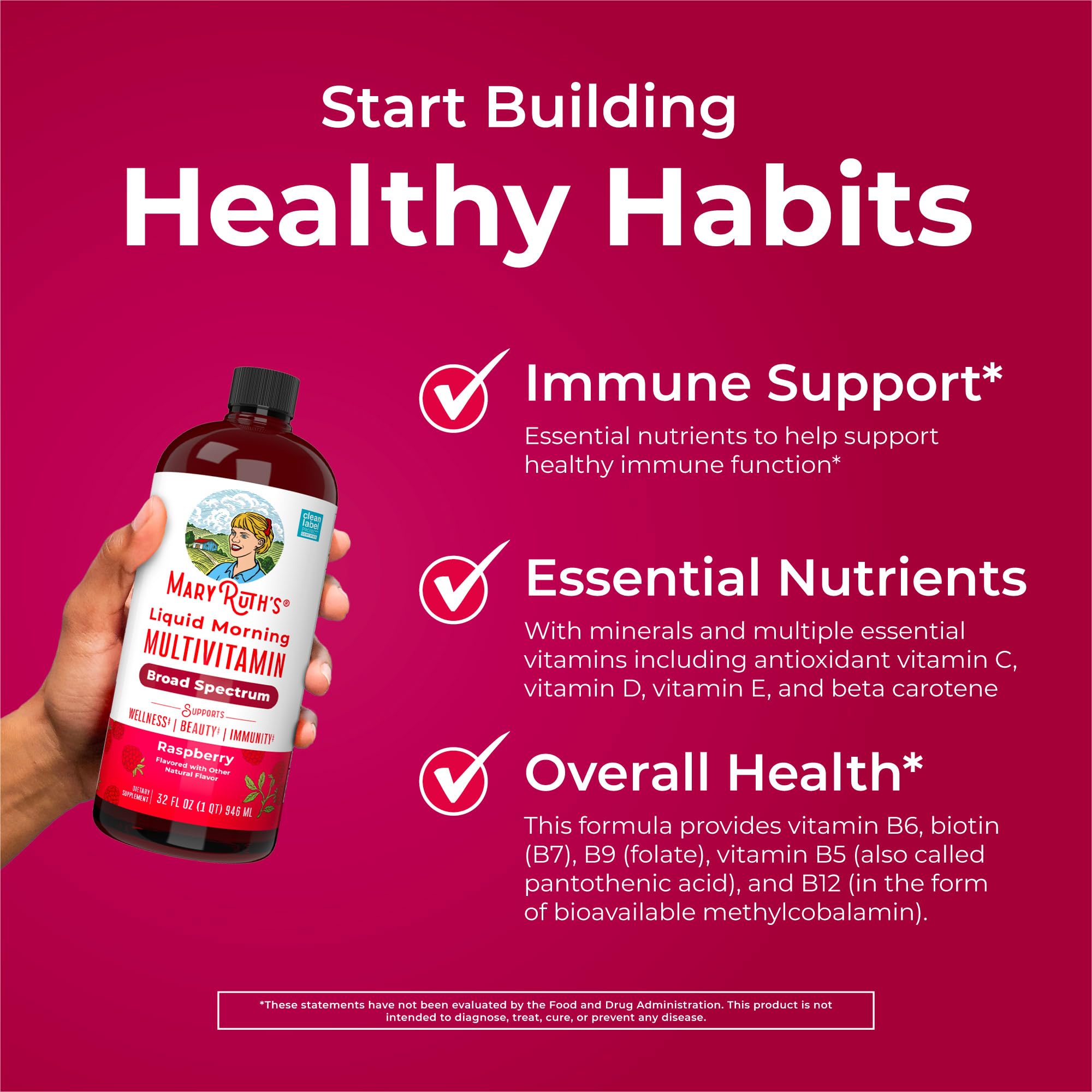 Two MaryRuth multivitamin bottles stacked for family use
