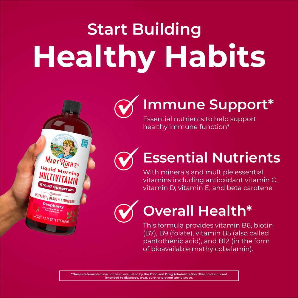 Two MaryRuth multivitamin bottles stacked for family use