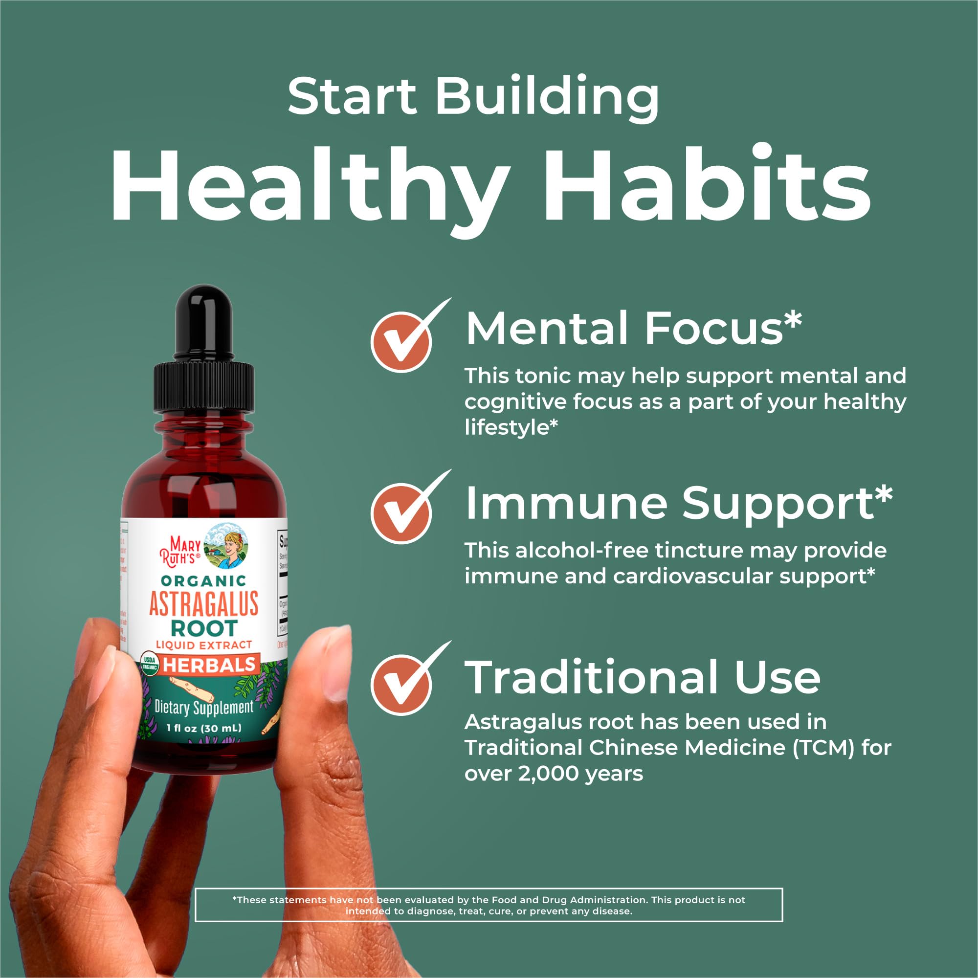 Ingredients panel: Organic Astragalus root, glycerin, purified water