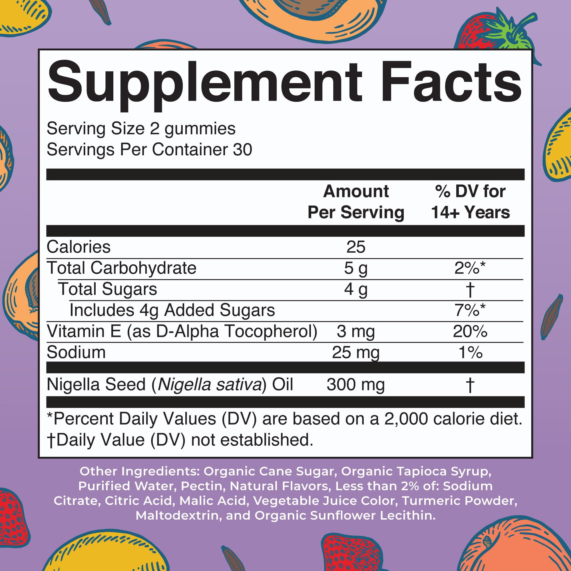 Close-up of mango-strawberry-peach flavored gummy