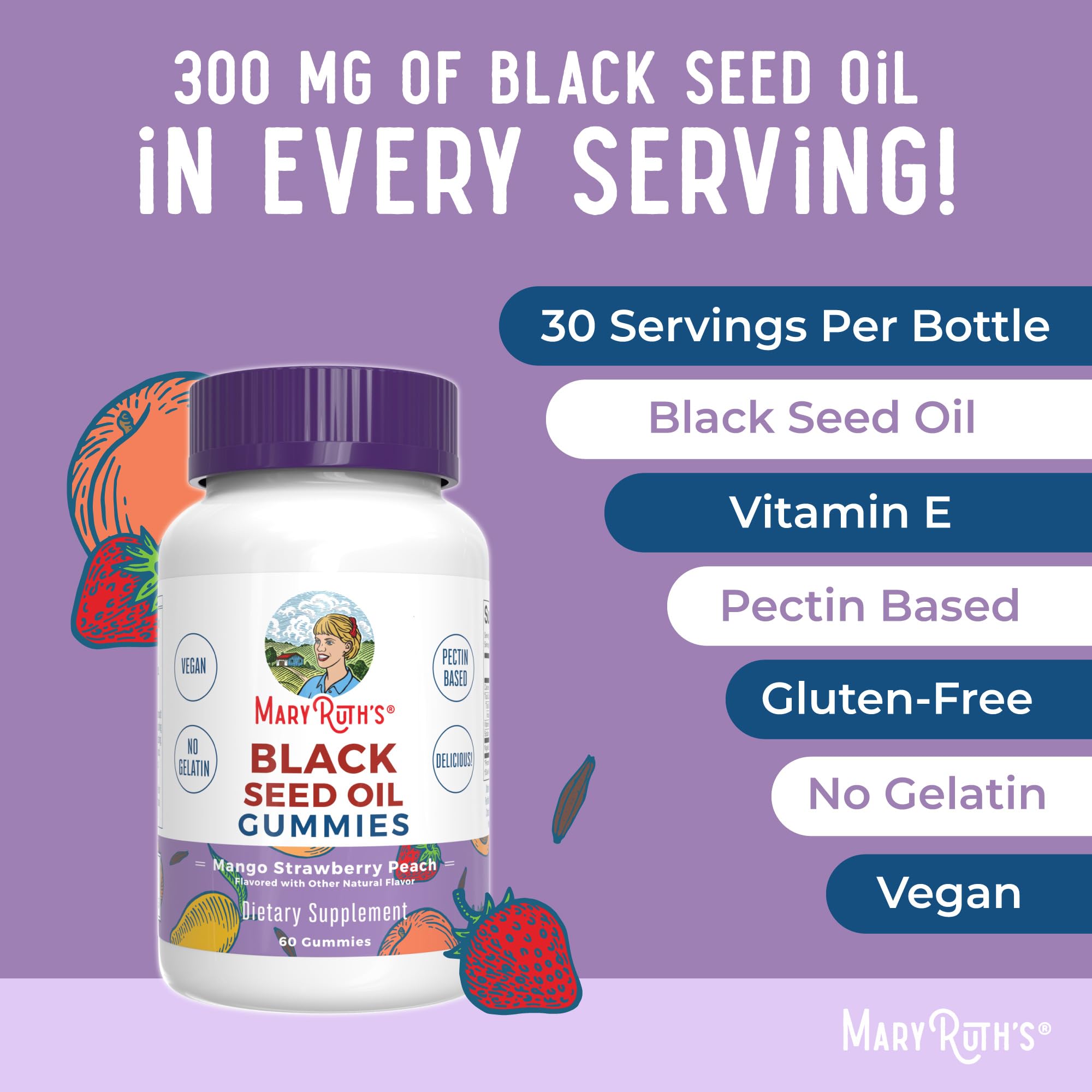 Vegan, gelatin-free and pectin-based product icons on bottle