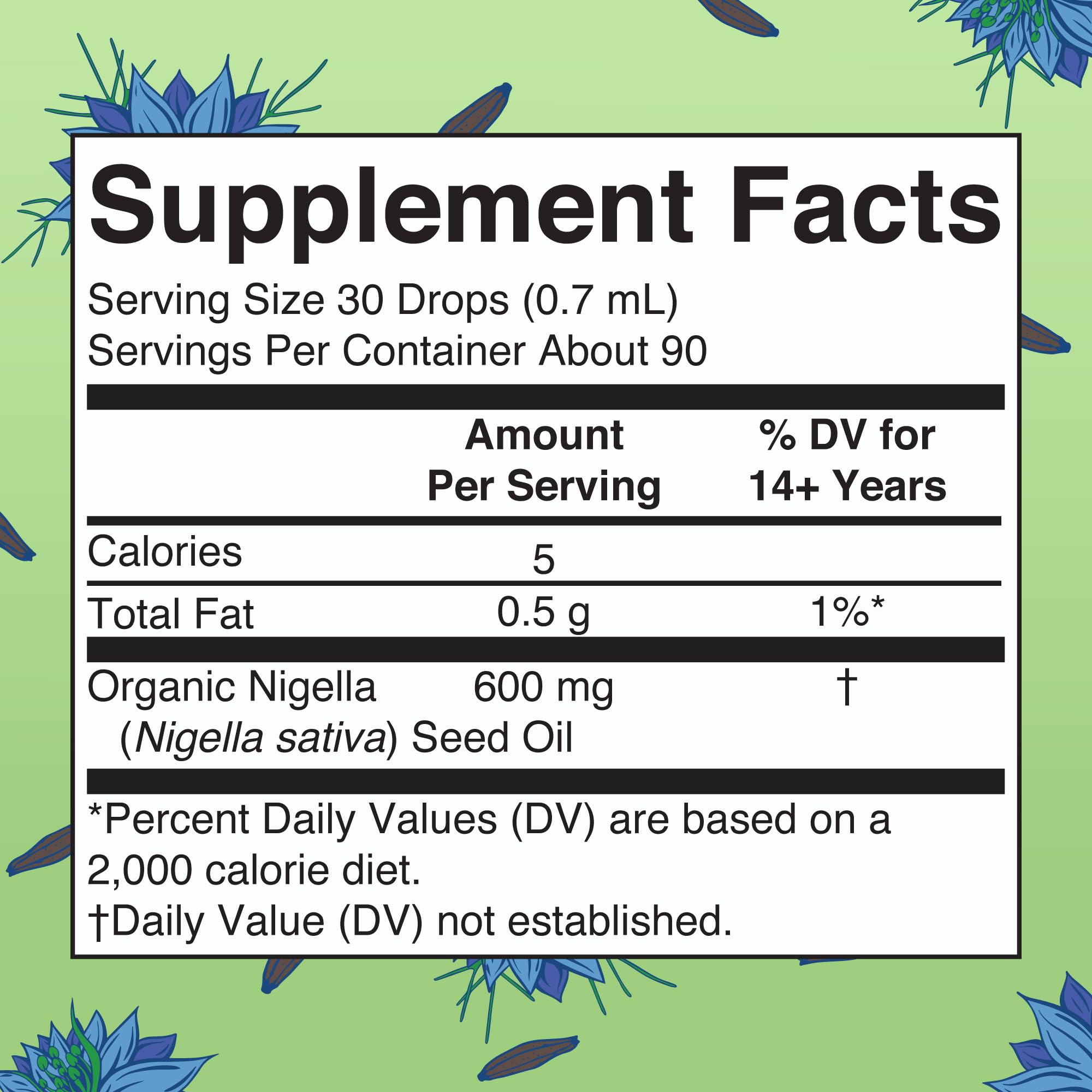 Side view of MaryRuth Black Seed Oil Liquid Drops bottle with dropper