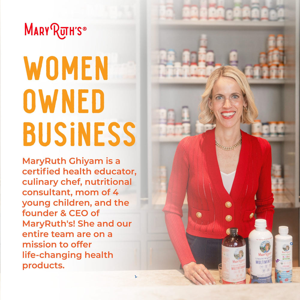 MaryRuth Organics bottle with dropper ready for routine use.