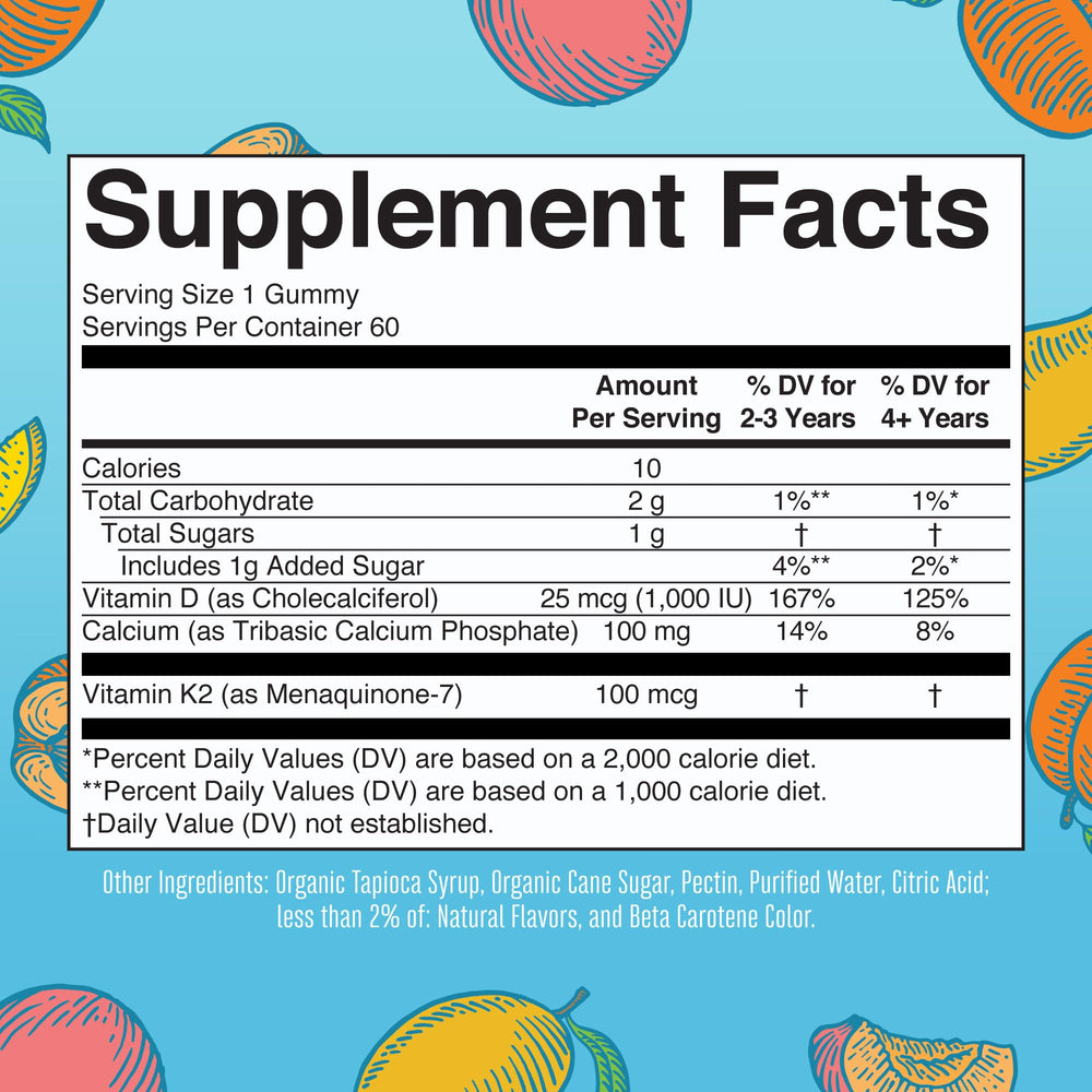 MaryRuth Organics Gummies nutrition label