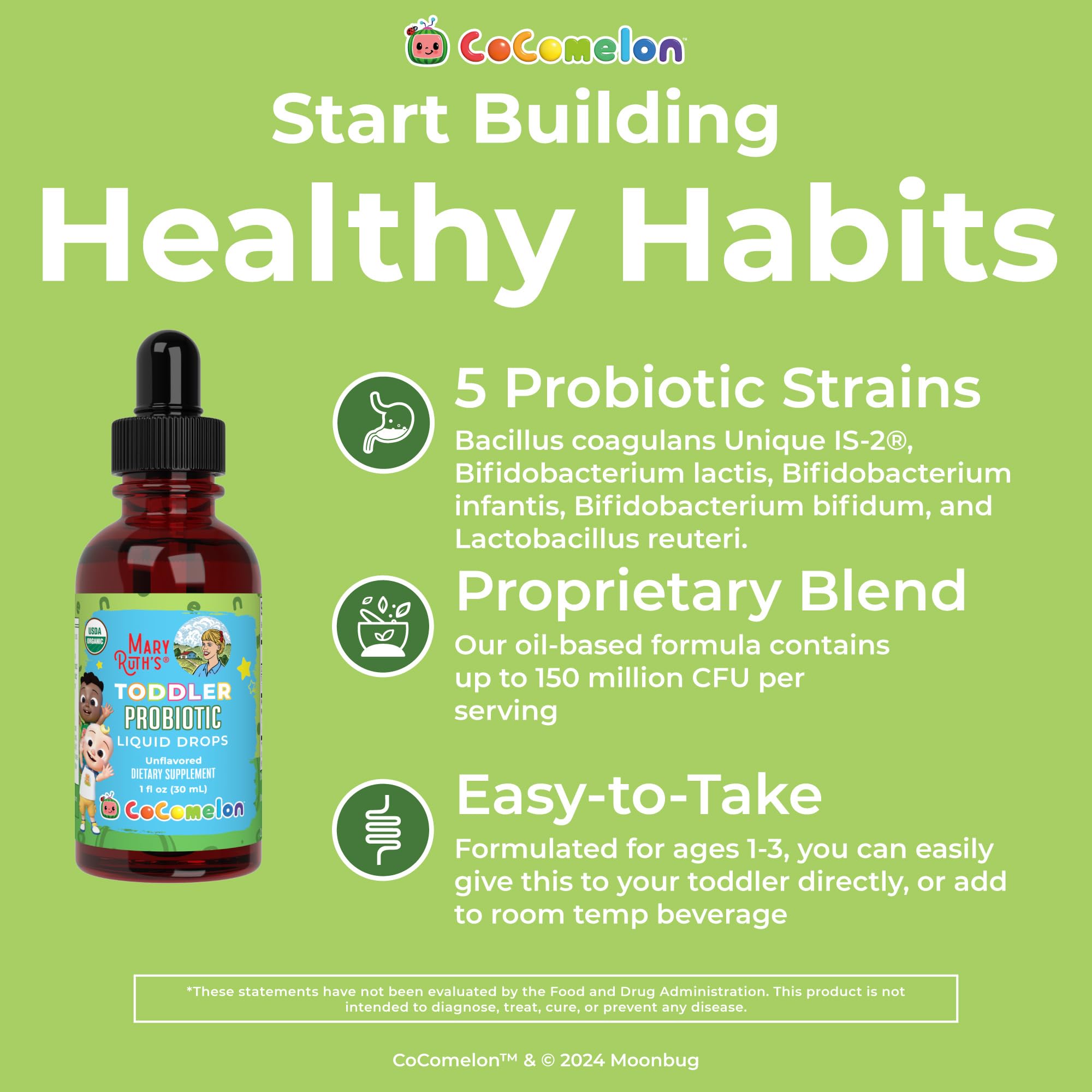 MaryRuth Organics toddler probiotic being poured into a sip cup supports easy mixing.