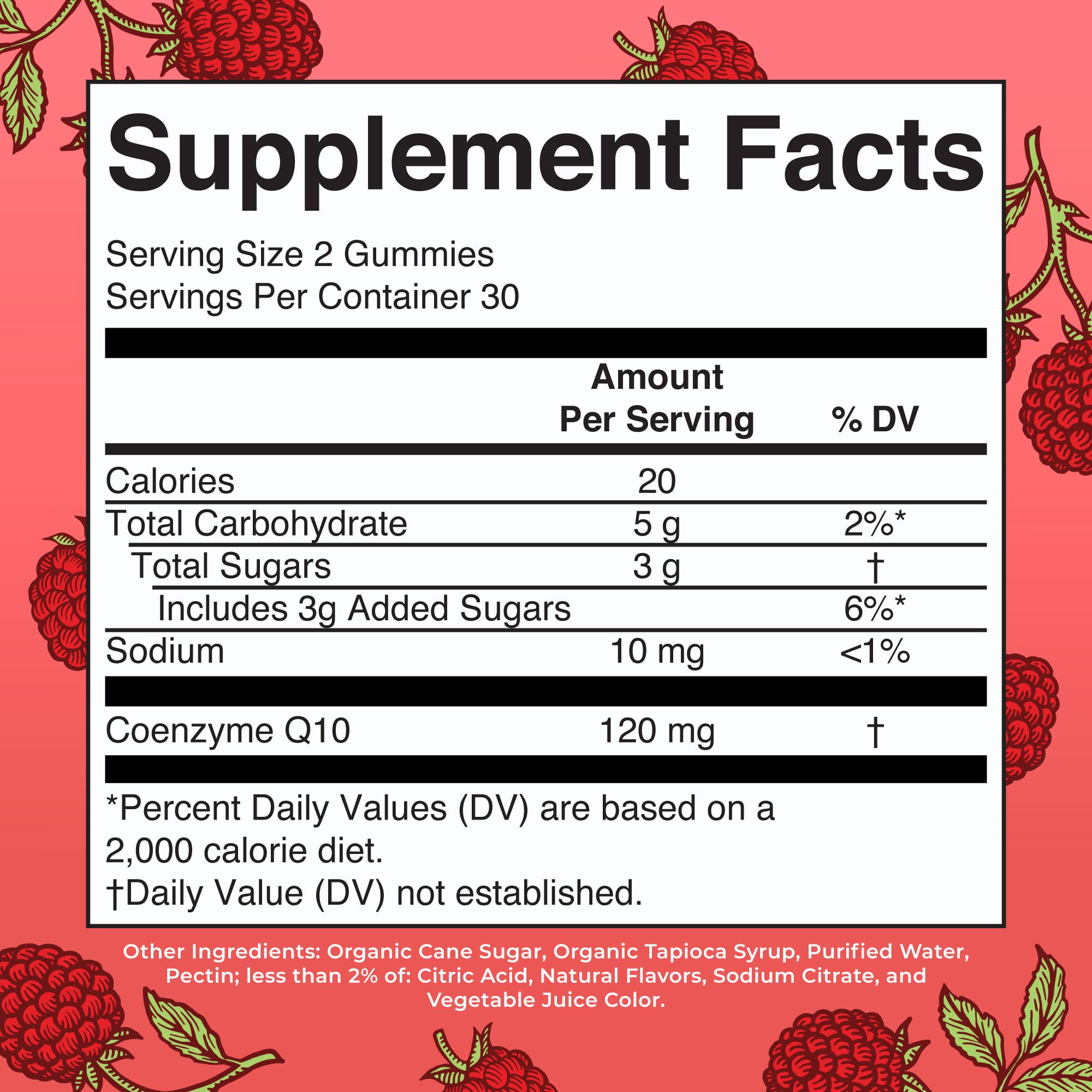 Close-up of raspberry CoQ10 gummy