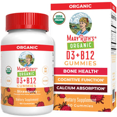 MaryRuth Organics Vitamin D3 & B12 Gummies bottle on white background