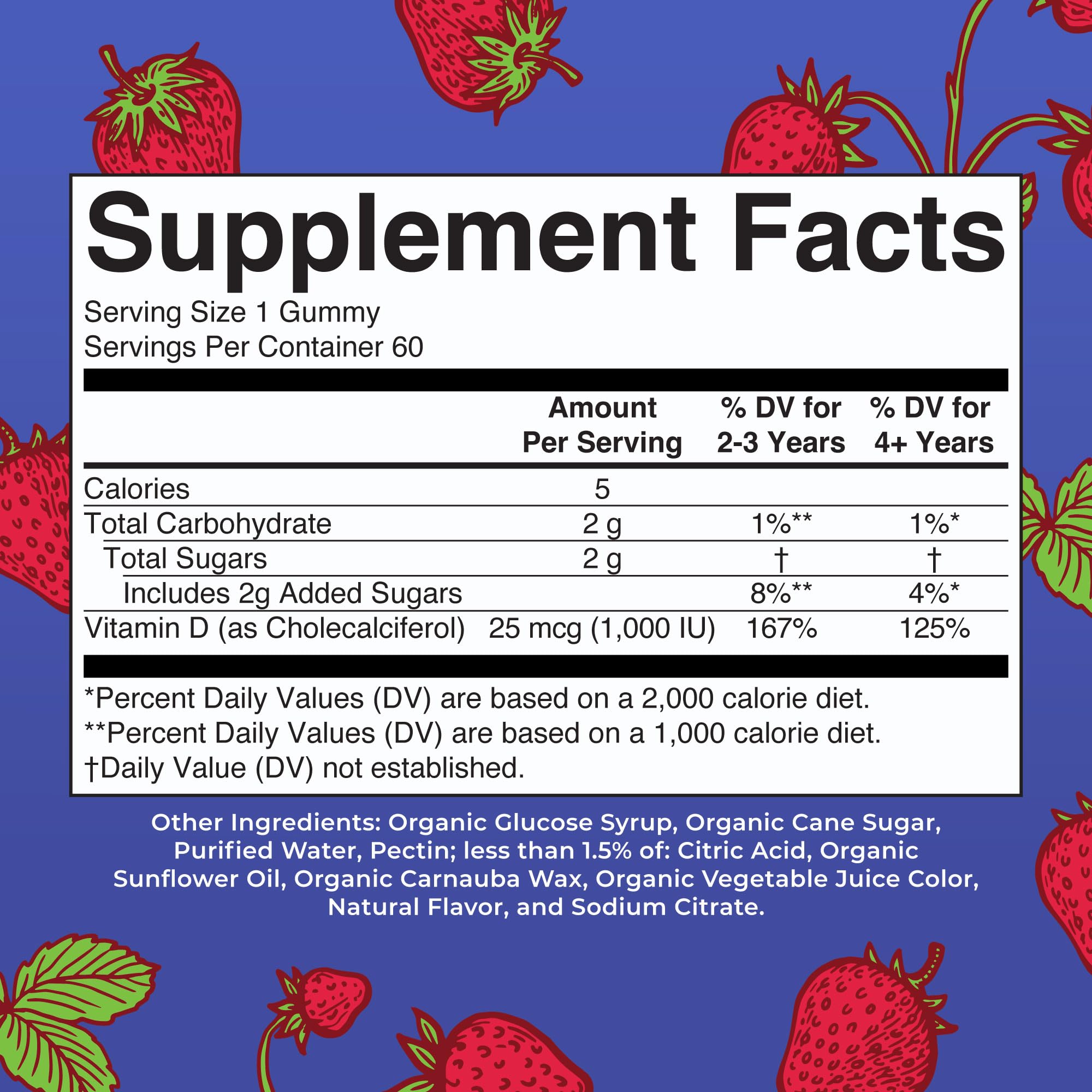 USDA Organic label displayed on Vitamin D3 Gummies packaging