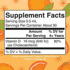 Close-up of the MaryRuth D3 Kids bottle label