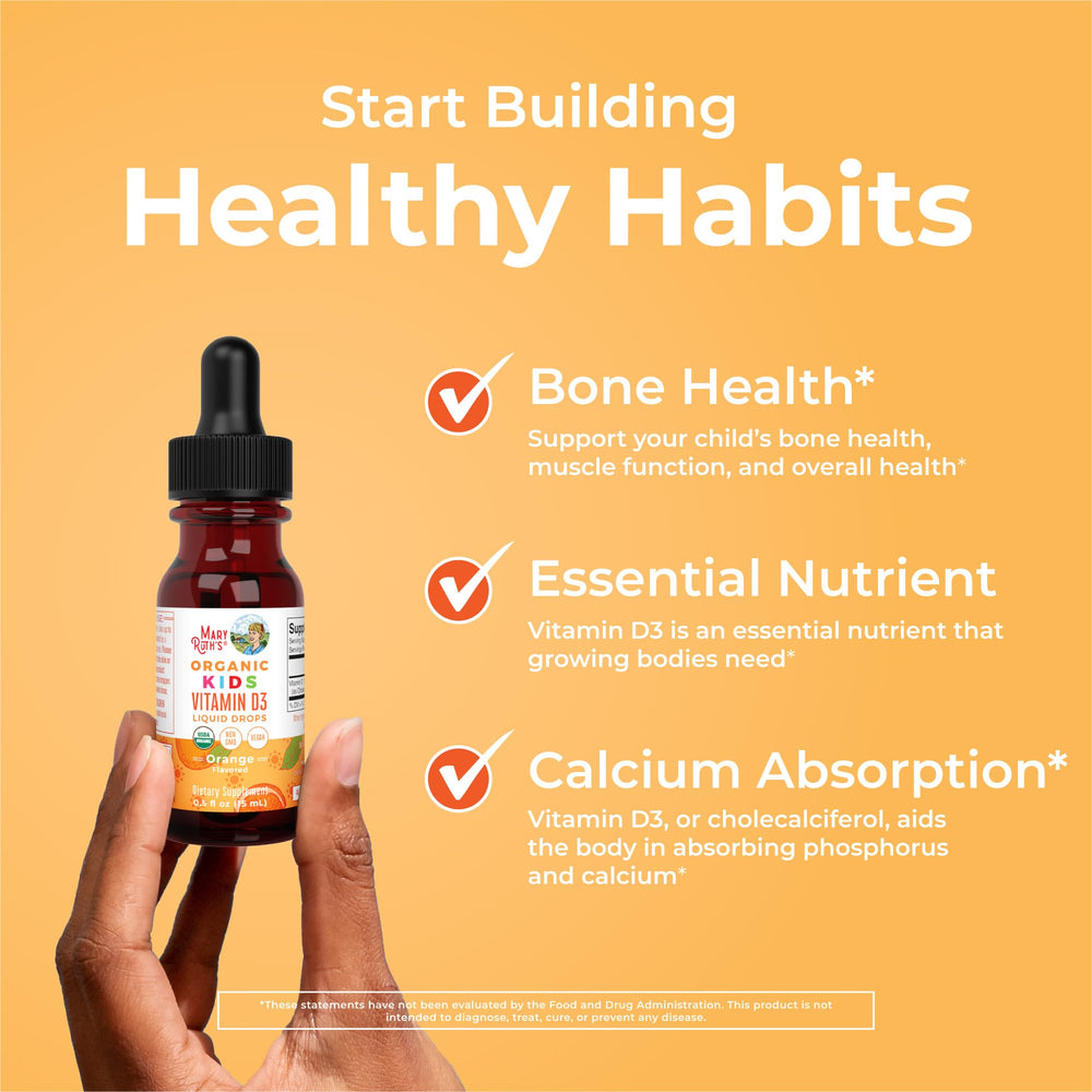 USDA Organic, vegan D3 icons on label