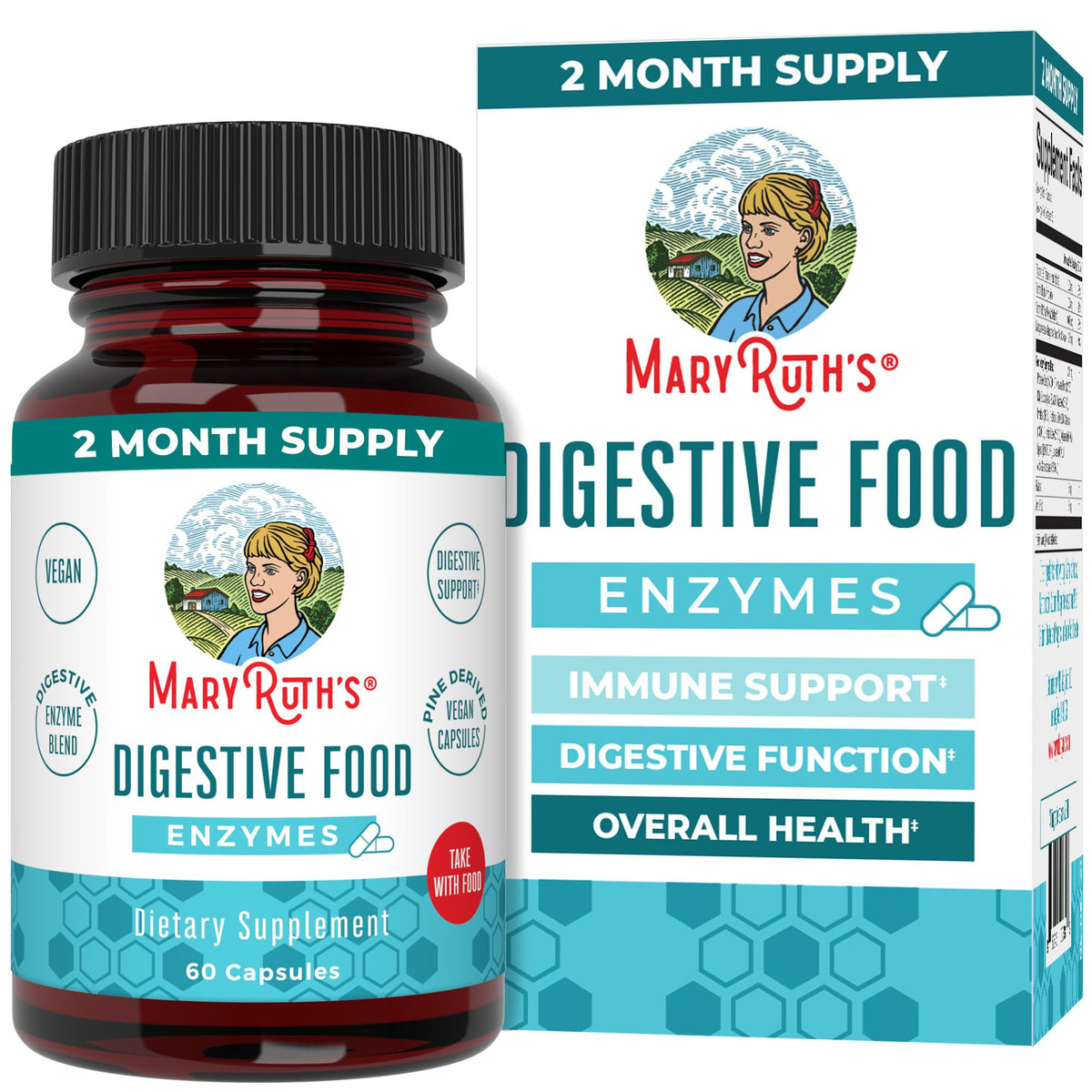 Front view of MaryRuth Organics Digestive Enzymes bottle