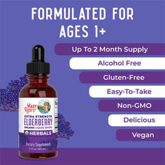 Elderberry syrup bottle with fresh berries