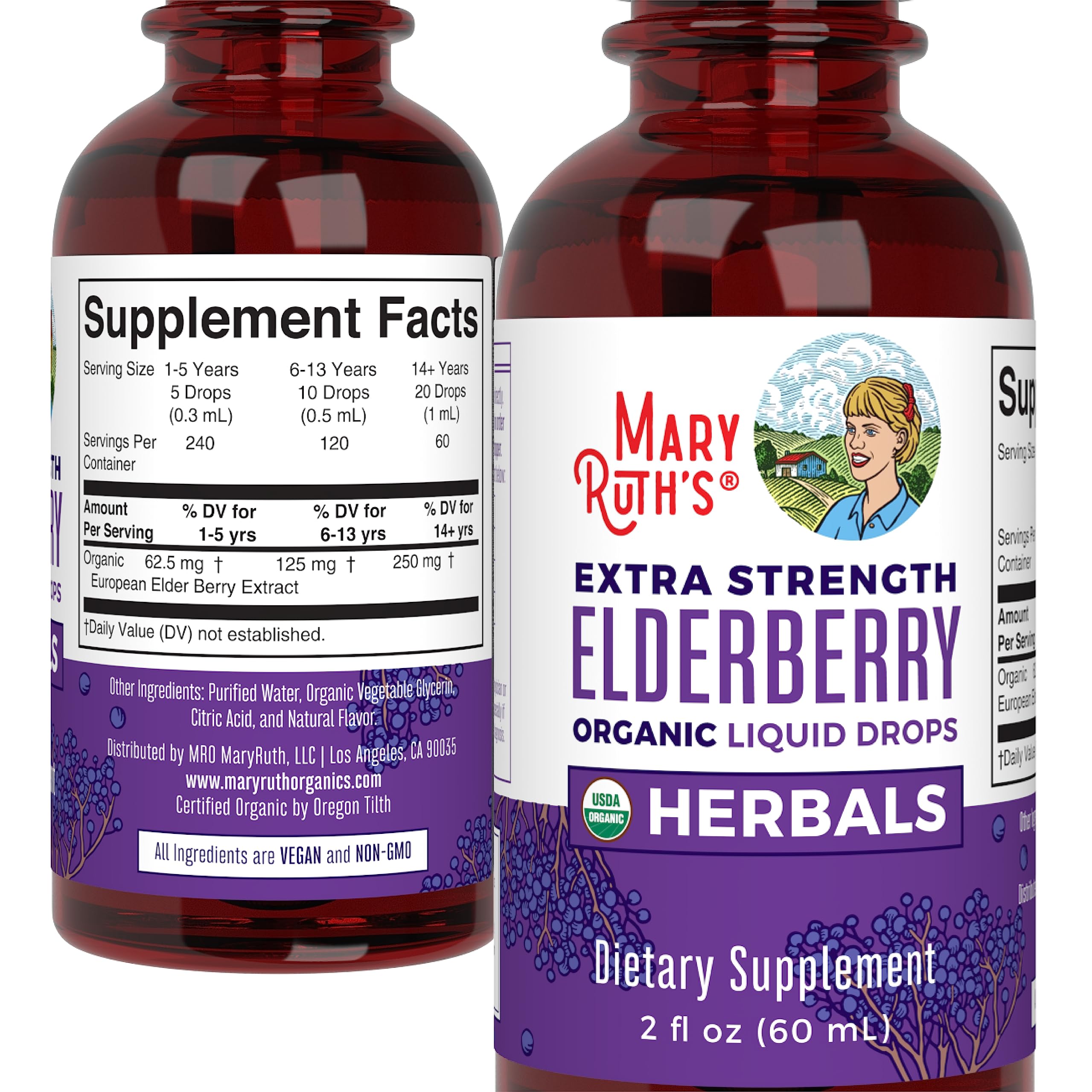 2 fl oz bottle with product information and certifications