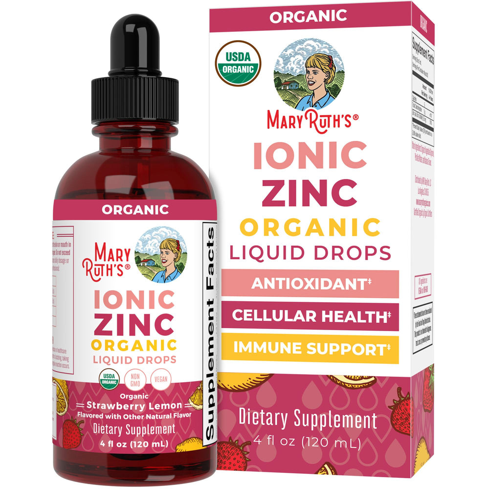 MaryRuth Organics Ionic Zinc bottle with Strawberry Lemon flavor label