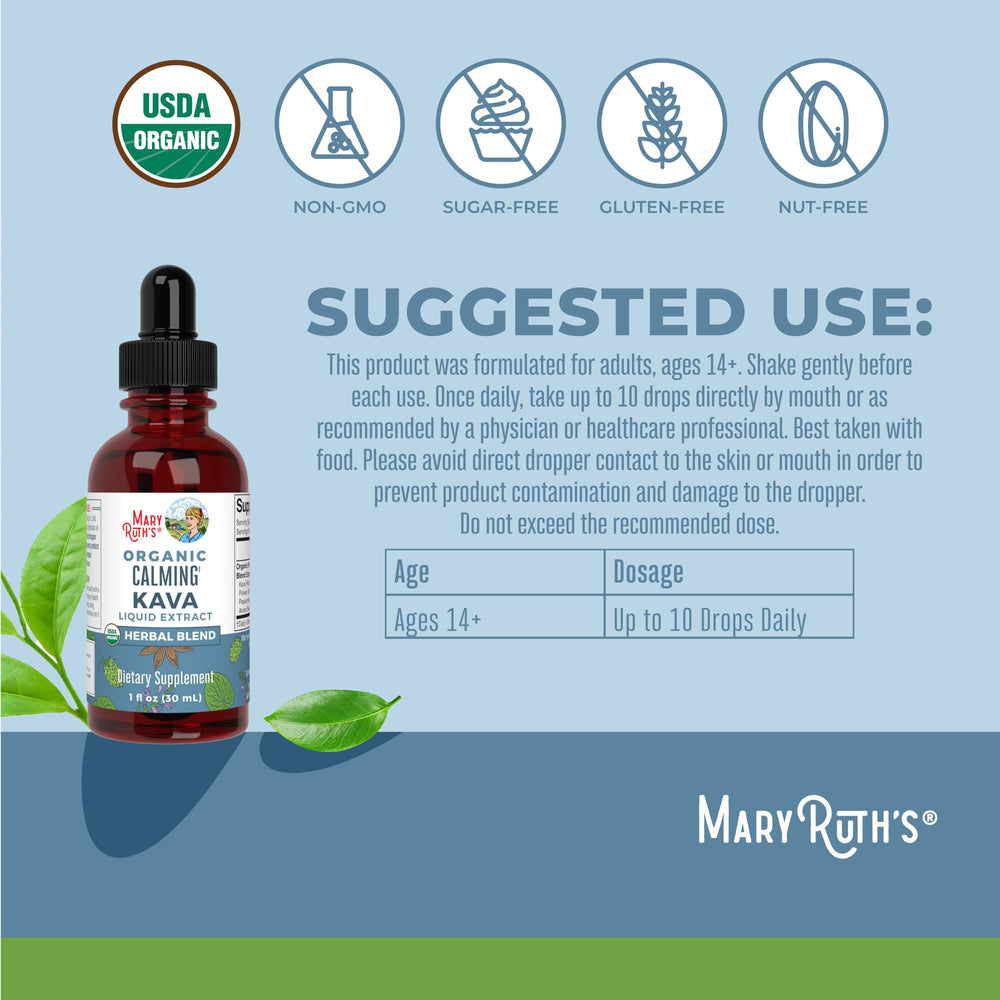 MaryRuth Organics Kava Root Drops bottle and packaging