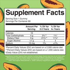 Close-up of papaya-flavored kids fiber gummies