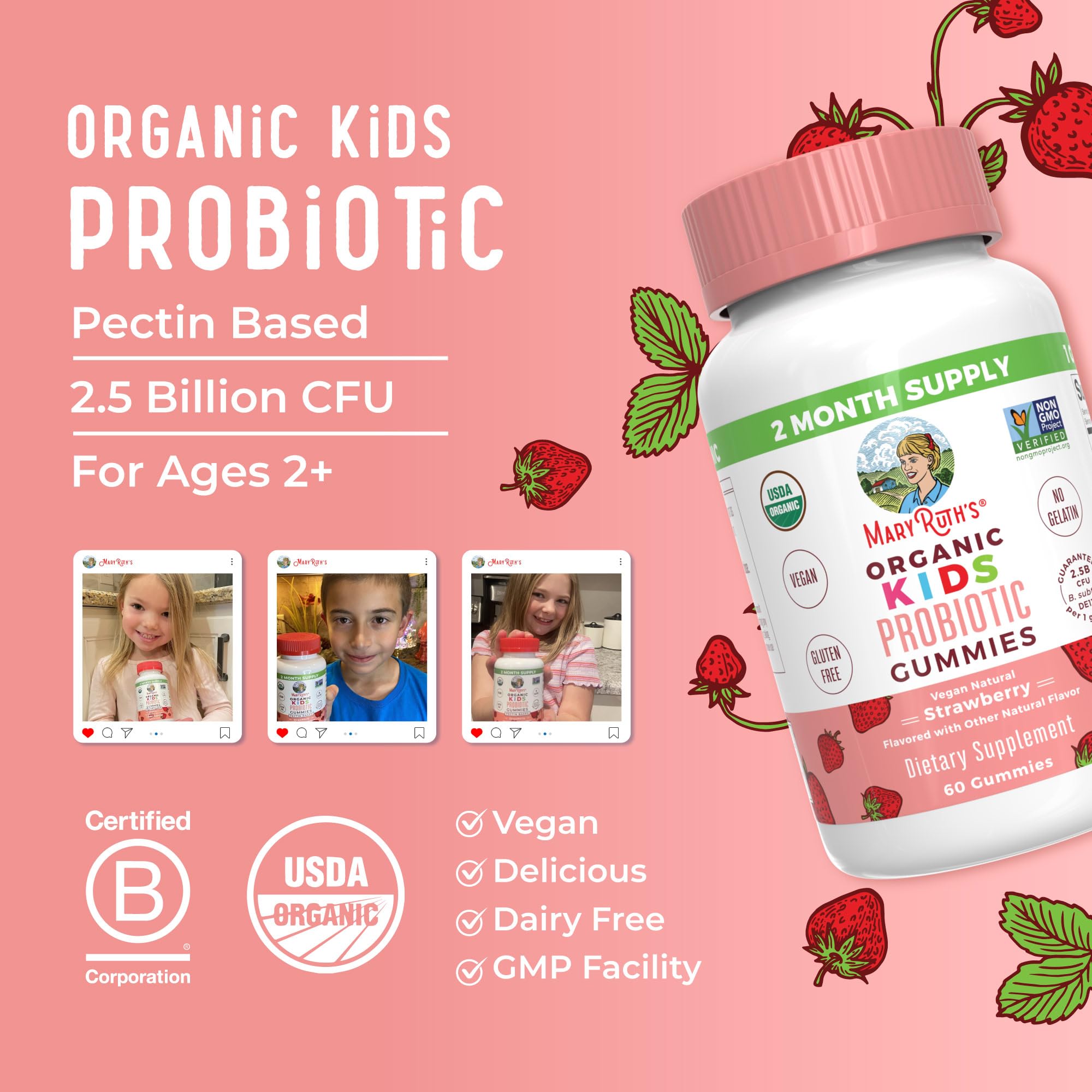 MaryRuth Organics Gummies produced in a GMP facility for quality.