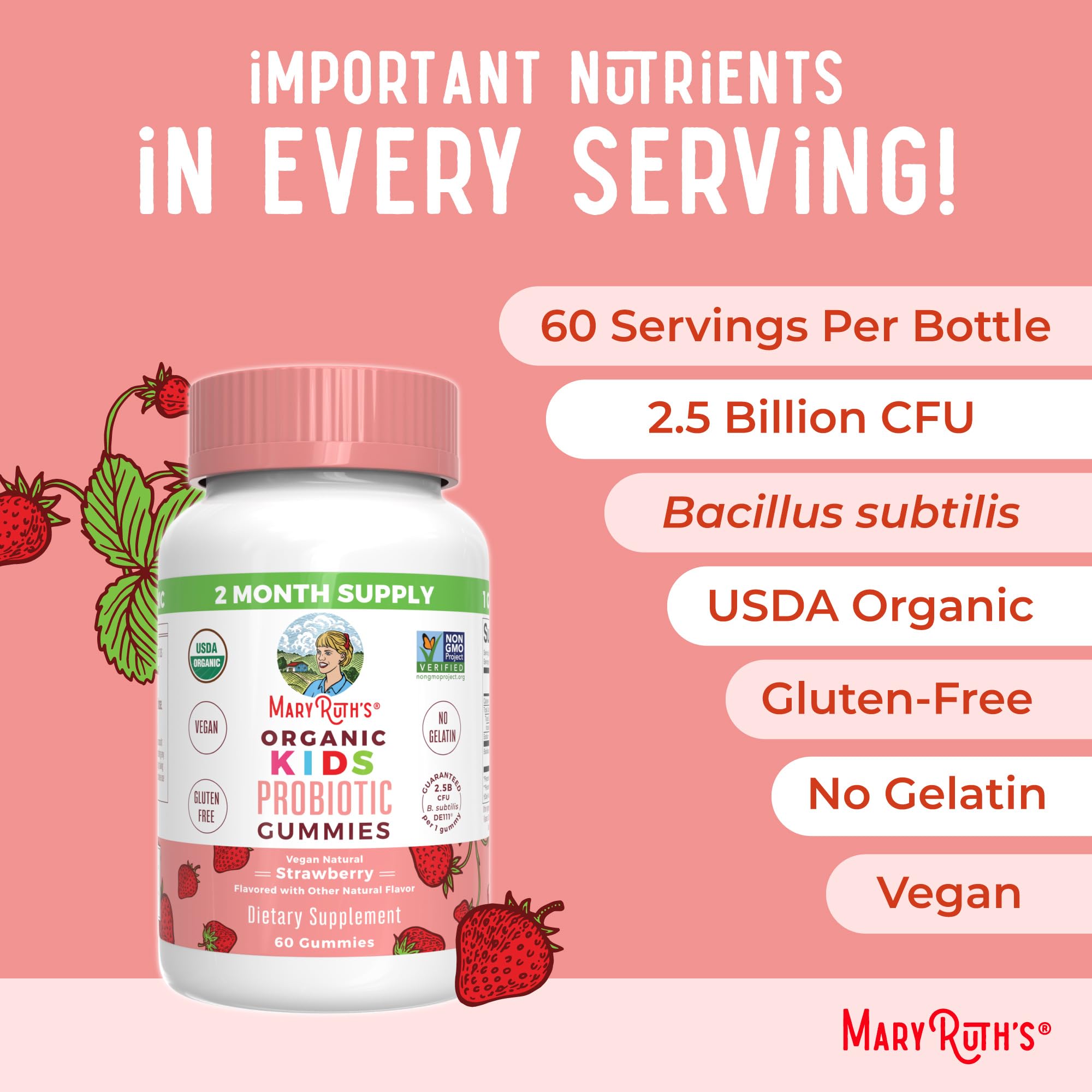 Label highlights organic ingredients and gelatin-free formula.