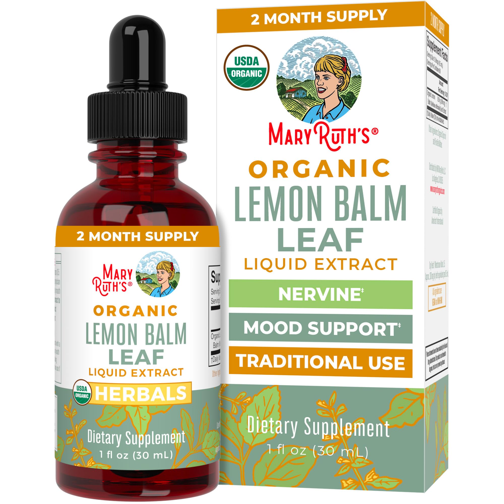 MaryRuth Organics Lemon Balm Leaf Liquid Extract bottle
