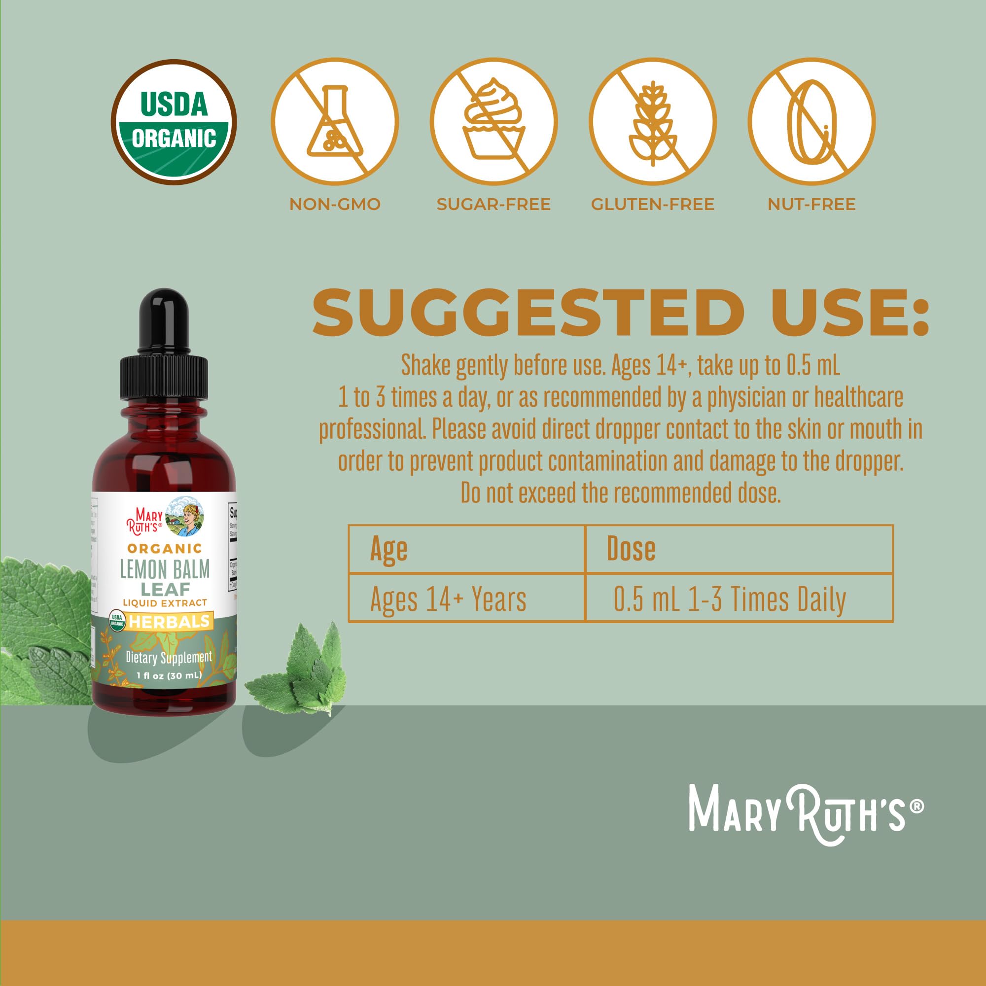 Lemon balm leaf liquid extract label