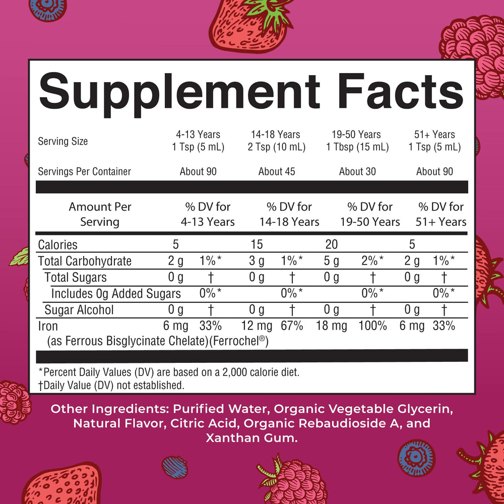 MaryRuth Organics iron supplement dropper demonstrates easy daily dosing.