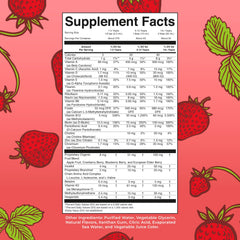 Back label detailing ingredients and QR code on MaryRuth Essentials+ 32 oz