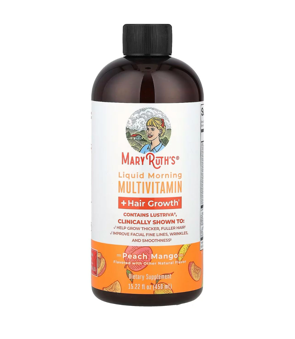 MaryRuth Organics Liquid Multivitamin + Hair Growth bottle (15.22 oz) with Lustriva for thicker hair